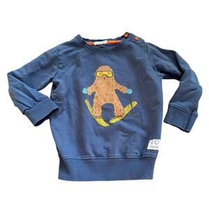 INDIKIDUAL Pullover Long Sleeve Top Boys Size 12-24 Months Skiing Yeti Blue